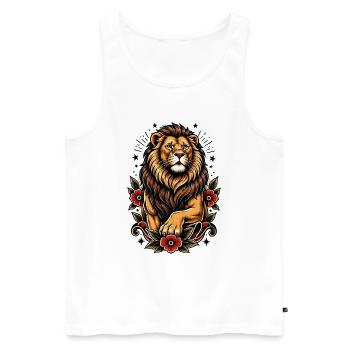 Inspiration florale du Lion - Débardeur bio Premium Homme - blanc - Devant - Michal (187cm)