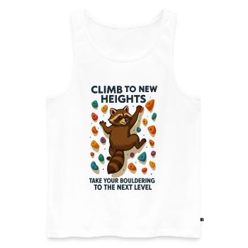 Bouldern Waschbär Motivation: Climb New Heights - Männer Premium Bio Tank Top - Weiß - Vorne - Michal (187cm)