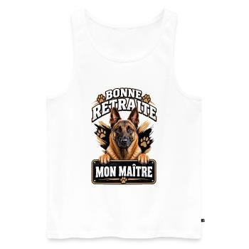 Bonne retraite mon maître - Débardeur bio Premium Homme - blanc - Devant - Michal (187cm)