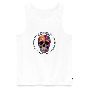 Bunter Patchwork Schädel - Männer Premium Bio Tank Top - Weiß - Vorne - Michal (187cm)