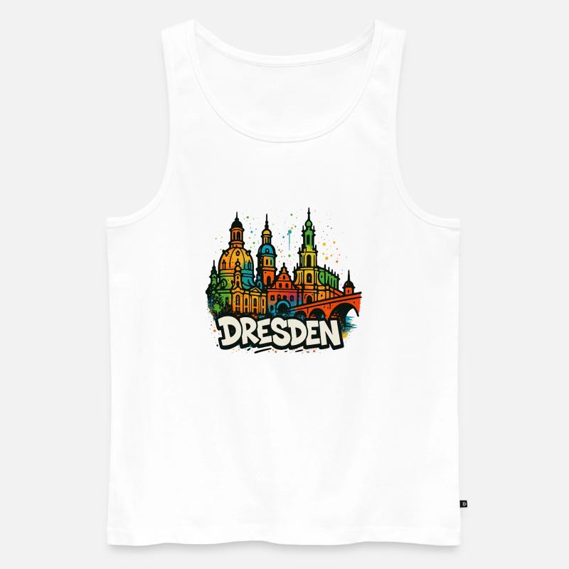 Dresden Skyline Graffiti - Männer Premium Bio Tank Top - Weiß