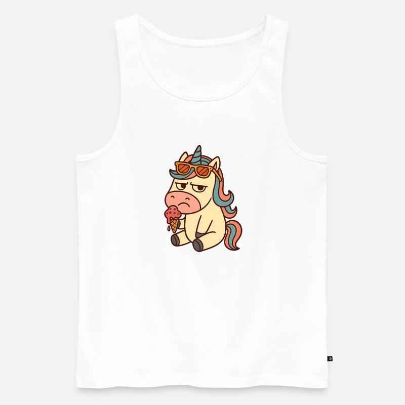 Einhorn mit Eis - Männer Premium Bio Tank Top - Weiß