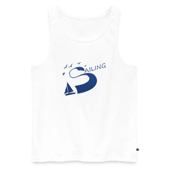 Sailing Segeln - Männer Premium Bio Tank Top - Weiß - Vorne - Michal (187cm)