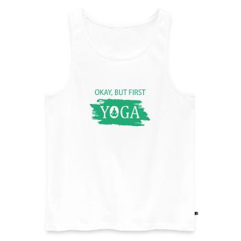 Okay but first Yoga om - Männer Premium Bio Tank Top - Weiß - Vorne - Michal (187cm)