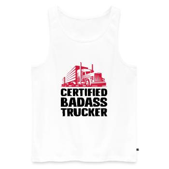 Certified badass trucker - Men's Premium Organic Tank Top - white - Front - AI Model Male 178 light (178cm)