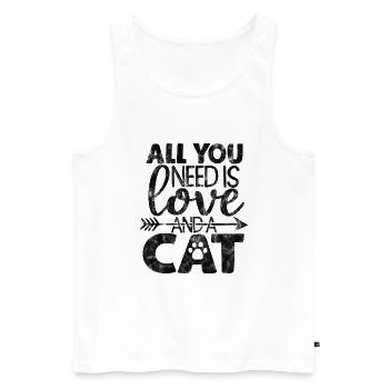 Tout ce dont vous avez besoin, c’est d’amour et d’un chat - Dictons de chat - Débardeur bio Premium Homme - blanc - Devant - Michal (187cm)