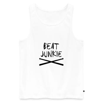 Beat Junkie Drumsticks pour percussionniste batteur - Débardeur bio Premium Homme - blanc - Devant - Michal (187cm)
