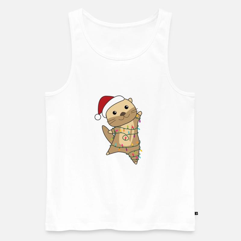 Utter jul snö vinterdjur utter - Ekologisk premium tanktopp herr - vit