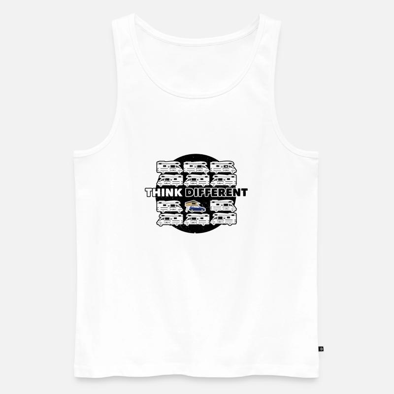 "Think Different" Dachzelt Camper Geschenkidee - Männer Premium Bio Tank Top - Weiß