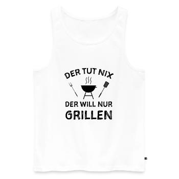 Grill Grillen Sprüche Witze - Männer Premium Bio Tank Top - Weiß - Vorne - AI Model Male 178 light (178cm)