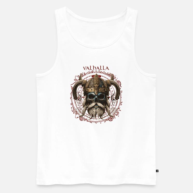 Viking Valhalla Skull - Männer Premium Bio Tank Top - Weiß