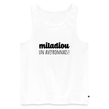 Miladiou aveyronnais - Débardeur bio Premium Homme - blanc - Devant - Michal (187cm)