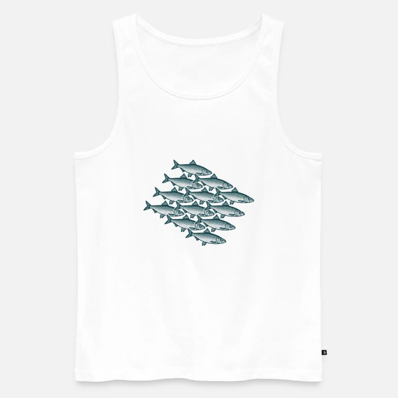 Schwarm Intelligenz - Hering Schwarm - Männer Premium Bio Tank Top - Weiß