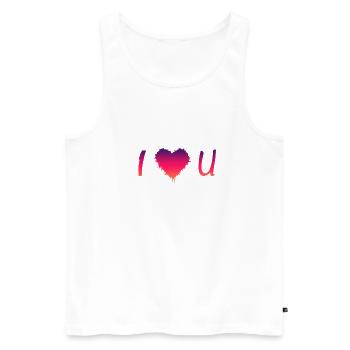 I Love U, Ich liebe Dich - Männer Premium Bio Tank Top - Weiß - Vorne - Michal (187cm)