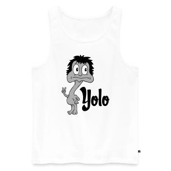 Sprüche Lustige Comic Yolo - Männer Premium Bio Tank Top - Weiß - Vorne - AI Model Male 178 light (178cm)