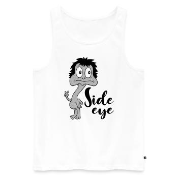 Sprüche Lustige Comic Side eye - Männer Premium Bio Tank Top - Weiß - Vorne - AI Model Male 178 light (178cm)