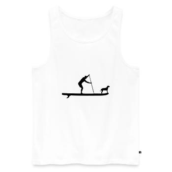 SUP mit Hund - Paddelsport Stand Up Paddle Board - Männer Premium Bio Tank Top - Weiß - Vorne - Michal (187cm)