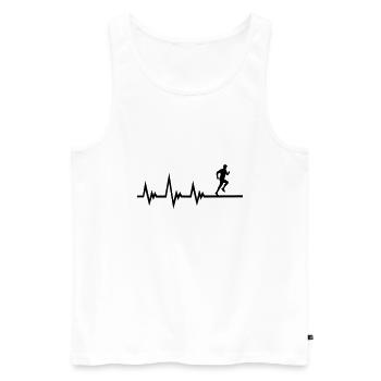 Course à pied, pouls ECG du coureur, rythme cardiaque - Débardeur bio Premium Homme - blanc - Devant - Michal (187cm)