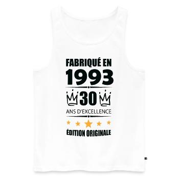 Vintage 1993 30Ans Anniversaire Cadeau Homme Femme - Débardeur bio Premium Homme - blanc - Devant - Michal (187cm)