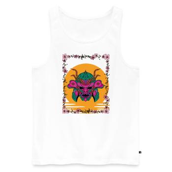 Blüten Samurai - Männer Premium Bio Tank Top - Weiß - Vorne - Michal (187cm)