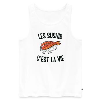 Les sushis c'est la vie - Débardeur bio Premium Homme - blanc - Devant - Michal (187cm)