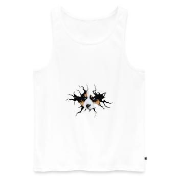 Cute Border Collie cracked hole - Men's Premium Organic Tank Top - white - Front - AI Model Male 178 light (178cm)