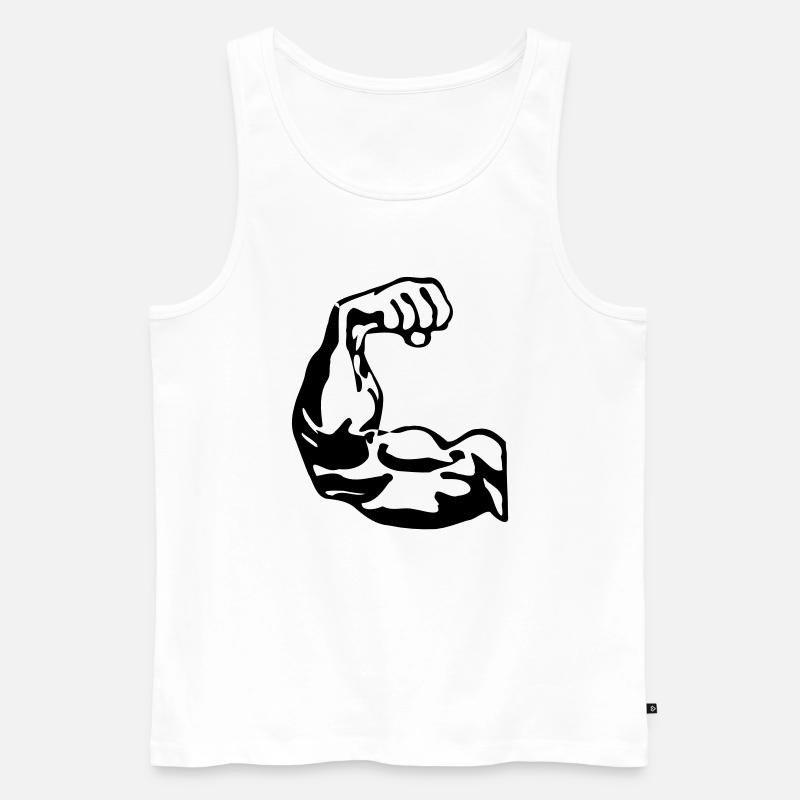 Bodybuilder Bizeps - Männer Premium Bio Tank Top - Weiß