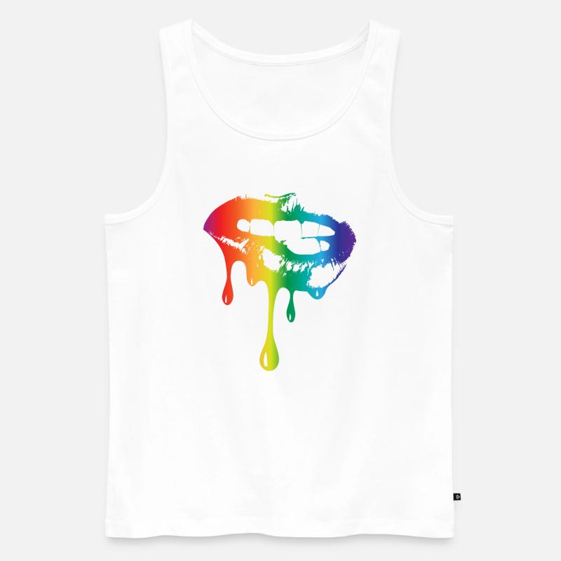 Lips Regenbogen - Männer Premium Bio Tank Top - Weiß