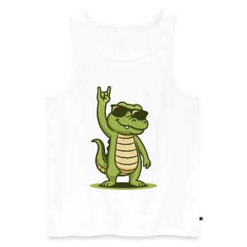 Rock’n’Roll Crocodile Bébé - Débardeur bio Premium Homme - blanc - Devant - AI Model Male 178 light (178cm)