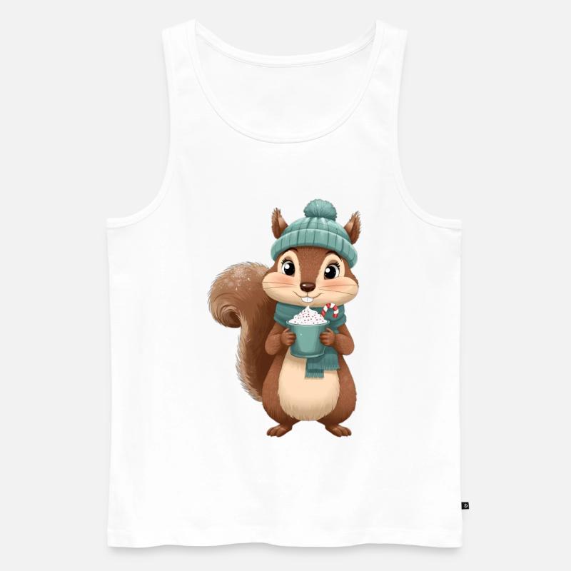 Winterliches Eichhörnchen mit Heißgetränk - Männer Premium Bio Tank Top - Weiß