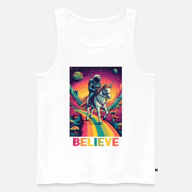 Astronaut auf Regenbogen-Einhorn - Männer Premium Bio Tank Top - Weiß