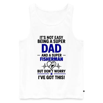 Heart + Fishing – Super Papa Angler - Men's Premium Organic Tank Top - white - Front - AI Model Male 178 light (178cm)
