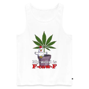 My weed is F-caw-F - Männer Premium Bio Tank Top - Weiß - Vorne - AI Model Male 178 light (178cm)