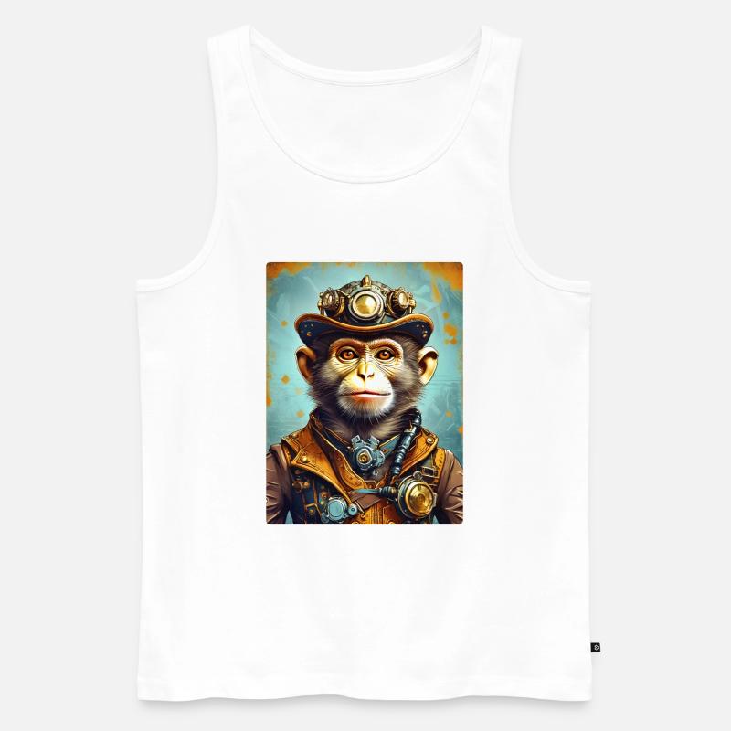 Steampunk Monkey 1.8 - Männer Premium Bio Tank Top - Weiß