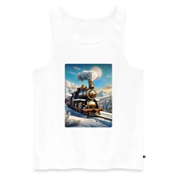 Steampunk Winterlandschaft Dampflok 1.7 - Männer Premium Bio Tank Top - Weiß - Vorne - Michal (187cm)