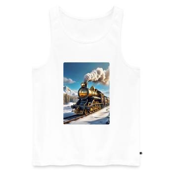 Steampunk Winterlandschaft Dampflok 1.9 - Männer Premium Bio Tank Top - Weiß - Vorne - Michal (187cm)