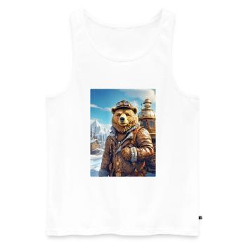 Steampunk Winter Landscape Bear 1.7 - Men's Premium Organic Tank Top - white - Front - Michal (187cm)