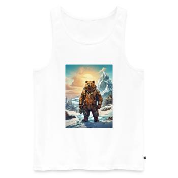 Steampunk Winter Landscape Bear 1.9 - Men's Premium Organic Tank Top - white - Front - Michal (187cm)
