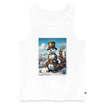 Steampunk hiver paysage bonhomme de neige 1.6 - Débardeur bio Premium Homme - blanc - Devant - Michal (187cm)