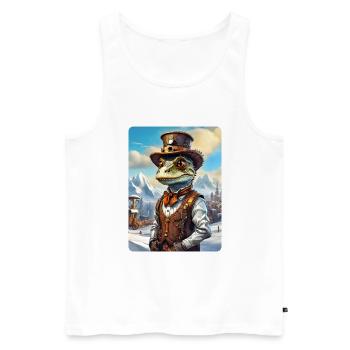 Steampunk Winterlandschaft Dino 1.16 - Männer Premium Bio Tank Top - Weiß - Vorne - Michal (187cm)