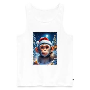 Singe Paysage D’hiver 1.19 - Débardeur bio Premium Homme - blanc - Devant - AI Model Male 178 light (178cm)