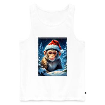 Singe au pays des merveilles de l’hiver 1.7 - Débardeur bio Premium Homme - blanc - Devant - AI Model Male 178 light (178cm)