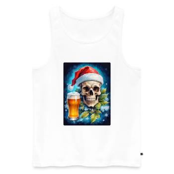 Weihnachten Skull Bier 1.3 - Männer Premium Bio Tank Top - Weiß - Vorne - Michal (187cm)