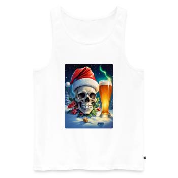 Weihnachten Skull Bier 1.11 - Männer Premium Bio Tank Top - Weiß - Vorne - Michal (187cm)