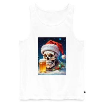 Weihnachten Skull Bier 1.10 - Männer Premium Bio Tank Top - Weiß - Vorne - Michal (187cm)