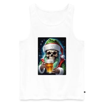 Weihnachten Skull Bier 1.4 - Männer Premium Bio Tank Top - Weiß - Vorne - Michal (187cm)