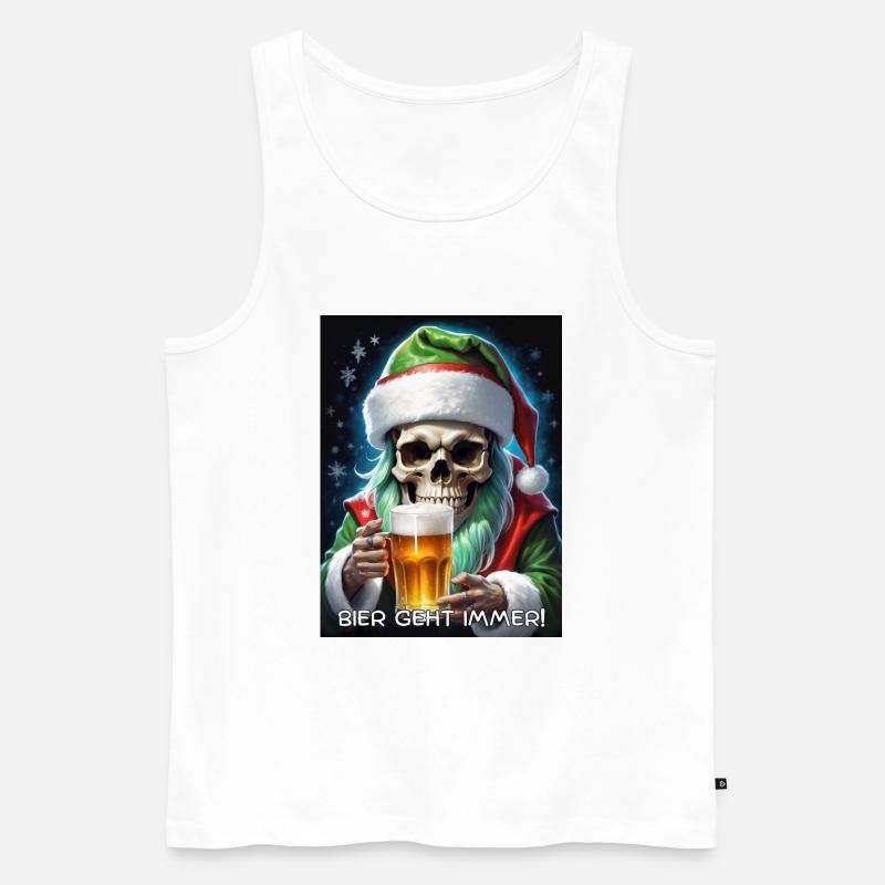 Weihnachten Skull Bier 2.4 - Männer Premium Bio Tank Top - Weiß