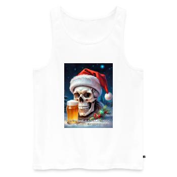 Weihnachten Skull Bier 2.10 - Männer Premium Bio Tank Top - Weiß - Vorne - Michal (187cm)