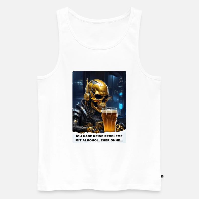 Bier Experte Skull 1.3 - Männer Premium Bio Tank Top - Weiß