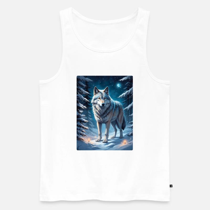 Winterlandschaft Wolf 1.10 - Männer Premium Bio Tank Top - Weiß